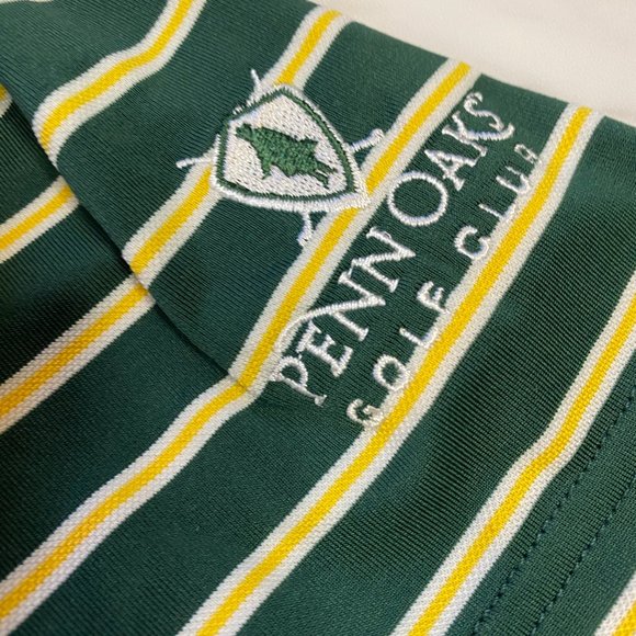 FootJoy Performance Golf Polo Green Yellow Striped Penn Oaks Golf Club XXL 2XL - Picture 4 of 6